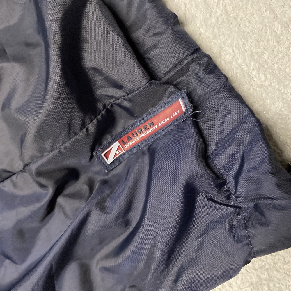 Vintage Ralph Lauren Jacket Womens Medium Navy Blue Snap Button Windbreaker 90s - Picture 3 of 10
